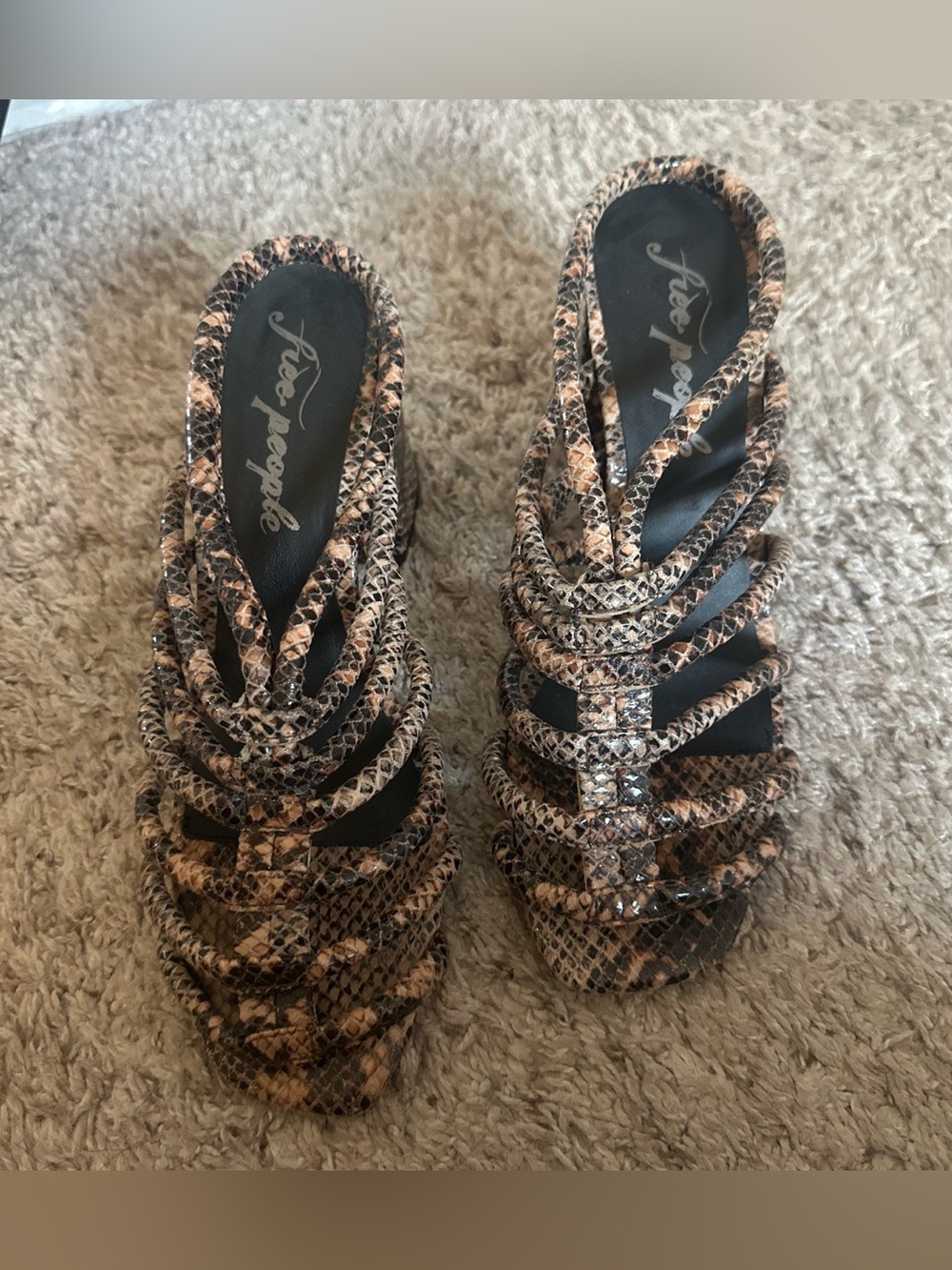 free people snakeskin strappy heels